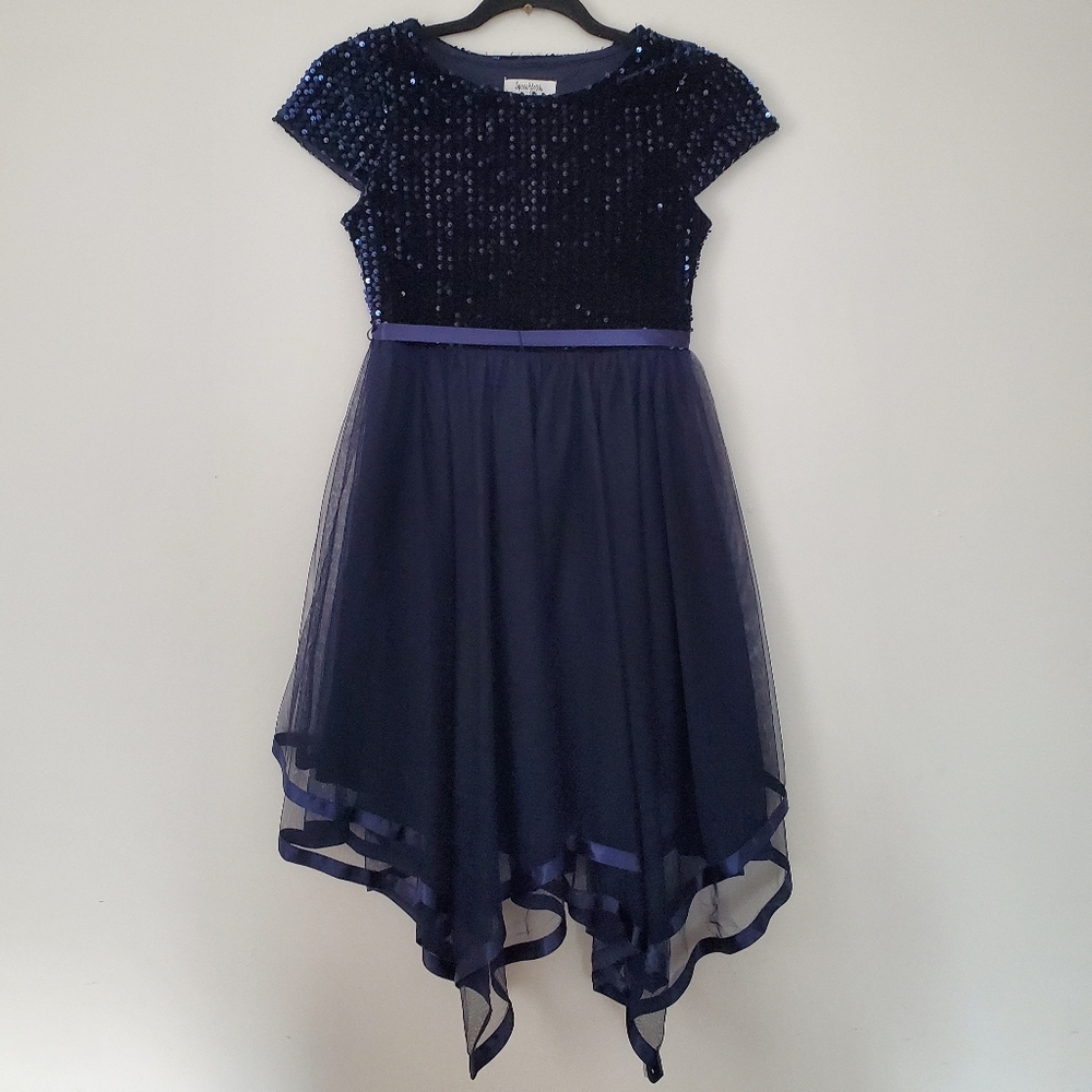 Navy Blue Sequin Girl's Dress Size 10